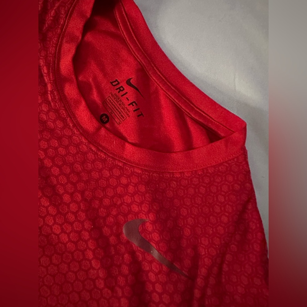 Red Nike hex, dry fit shirt
